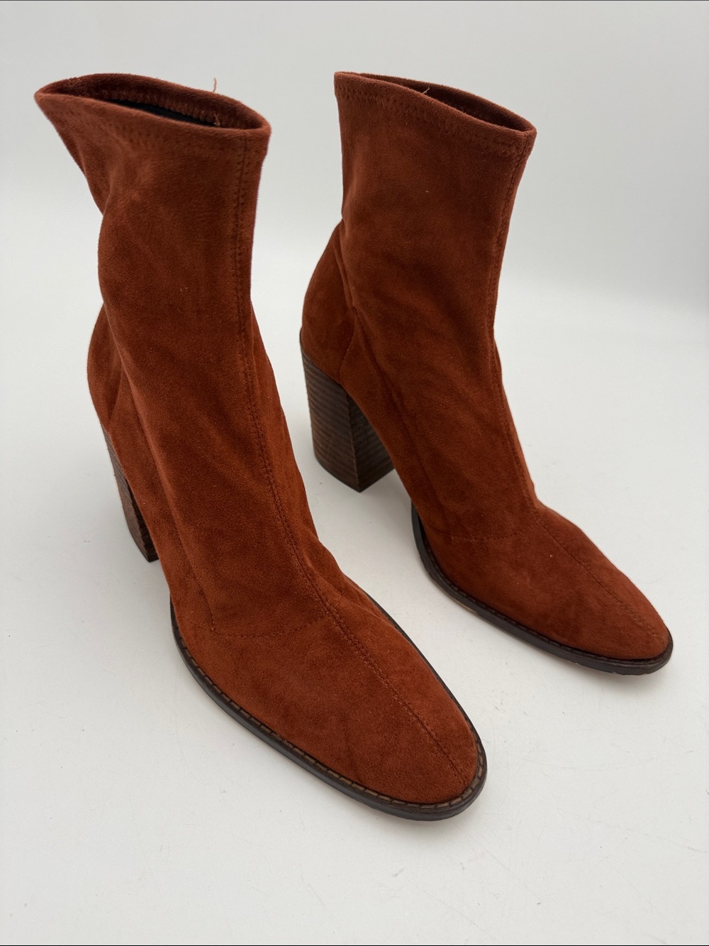 Vintage Women's Rust textile Block Heel Ankle Boots women 9M casual festival Y2K